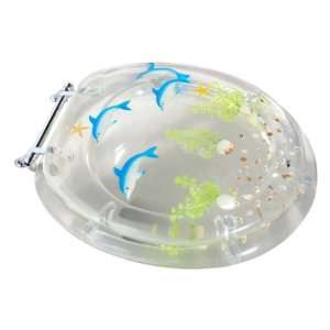   Round Resin Toilet Seat with Dolphin Design, Clear