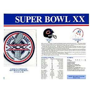  Super Bowl 20 Patch and Game Details Card 