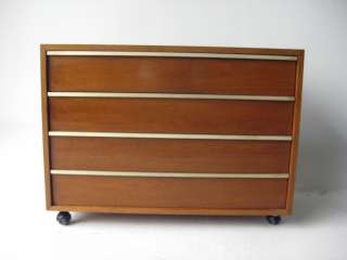 Brown Saltman California Mid Century Dresser cabinet chest on rollers 