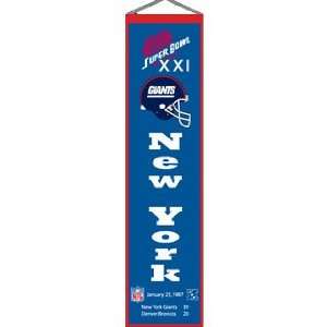  New York Giants Super Bowl 21 Wool 8x32 Heritage Banner 