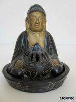 Vtg. Japan Pottery Buddha Incence Burner & Underplate  