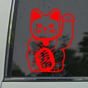  Maneki Neko Red Decal Car Truck Bumper Window Red Sticker 