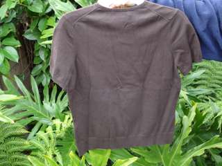 New Lands End Short Sleeve Cotton Sweater Brown SMALL  