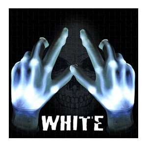   LED Skeleton Gloves White Spooky Rave Show Stunners 