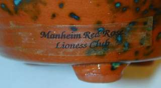 Manganese Redware Strainer Manheim Lioness Club J White  