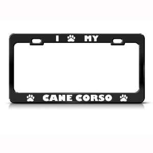  Cane Corso Dog Dogs Black Metal license plate frame Tag 