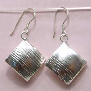 Solid 925 Sterling Silver Dangle Rhombus Earrings SE116  
