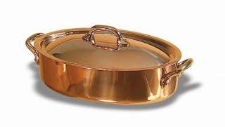 Copper Oval Stew Pan WITH Lid Length 10 1/4 4 qt.  