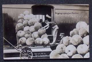 RPPC 1909 Railroad Baggage Car Peaches Kansas City MO  