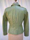 CACHE Olive Green Genuine Leather Fitted Novelty Fashion Jacket Olive 