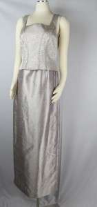Cachet Taffeta Silver 2 Piece Gown Formal Dress Mother of the Bride 