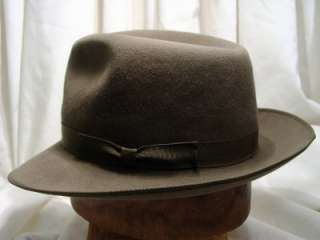 Vintage STETSON Fedora Hat CYPRESS Style MOSS Color Bound Edge Size 7 