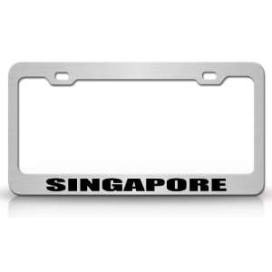 SINGAPORE Country Steel Auto License Plate Frame Tag Holder, Chrome 