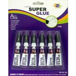 Super Glue 6 Piece Tube 3 Gram Each 288 Count Case Pack 