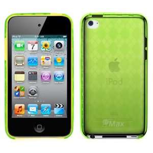Durable Soft Gel Skin Cover Case   Green Checker for Apple iPod touch 