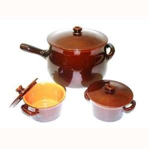  Terracotta 5.5 Quart Stew Soup Pot Set in Chocolate Heat 