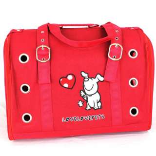 Designer Dog Puppy Heart Cat Pet Travel Carrier Bag Red  