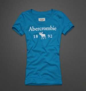 NWT Abercrombie Women Drew Graphic Tee Tshirt Turquoise  
