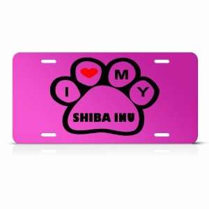  Shiba Inu Dog Dogs Pink Novelty Animal Metal License Plate 