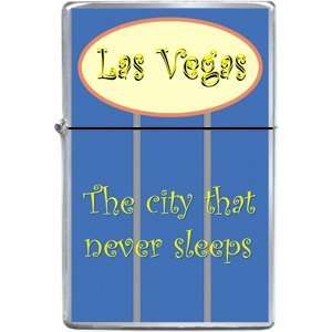  Las Vegas City Never Sleeps Blue Refillable Metal Lighter 