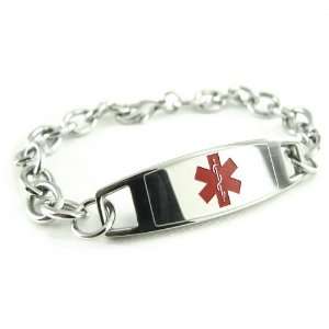  Custom Engraved, Modern, Steel Medical Alert Bracelet, O 