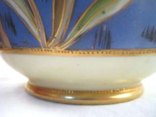 Hand Painted Nippon Porcelain Vase Antique Blue Beaded Moriage Gilding 