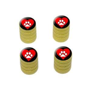  Paw Print Heart   Dog Cat Love   Tire Rim Valve Stem Caps 