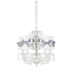  white 5 arm stacked glass ball chandelier white/lavender 