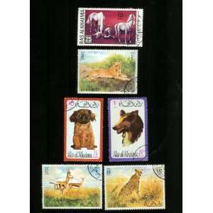  Lot of Ras Al Khaima (6 Animal) Stamps 