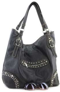 Black Studded Inspired Designer Tall Handbag Tote  