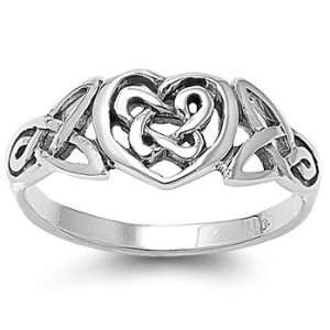  Sterling Silver Celtic Heart Ring   Size 4 Jewelry
