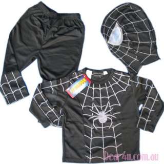 BNWT Spiderman Costume party dress up wt Mask 3pc black  
