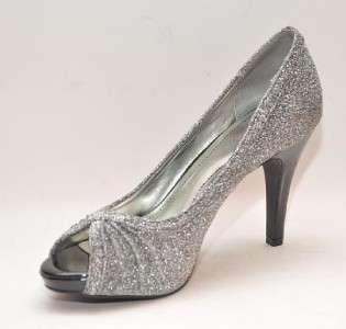 STYLE & CO. Spicey Silver Glitter Peep toe Pump Women Shoes 8 M  