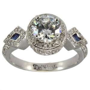   Diamond Sapphire Engagement Ring GIA CERTIFIED F SI1 .60ct Center   5