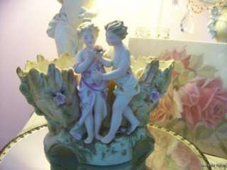 vintage victorian bisque vase~figurine~planter~children~beautiful 