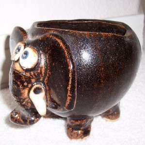 Cartoon Stoneware Ceramic 60s ELEPHANT CRITTER PLANTER  