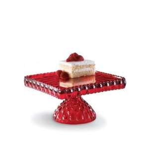  Red Glass Cake Plate