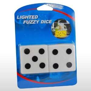  Lighted Fuzzy Dice   White Toys & Games