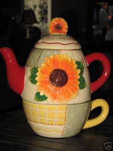 BELLA CASA SUNFLOWER TEA FOR ONE, NEW, BY GANZ, PRETTY  