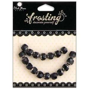 Blue Moon Frosting Glass Beads Cathedral Round Black/Silver 8mm 18/Pkg