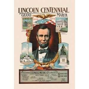 Lincoln Centennial Grand March by E.T. Paull   12x18 Framed Print in 