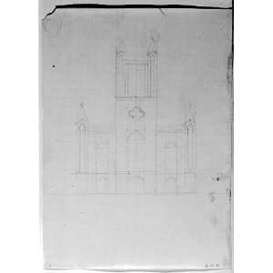  Unidentified church,spirelets,trefoil,tower,c1840