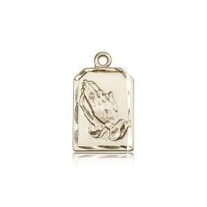  14kt Gold Praying Hands Medal 7/8 x 1/2 Inches 4223KT No Chain 