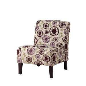  Linon Lily Slipper Chair in Purple Floral Pattern