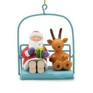  Skiing Santa in Chairlift Christmas Ornament