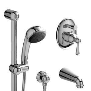  Balance Tub Shower With Diverter And Stops Chrome Gold w White Cap