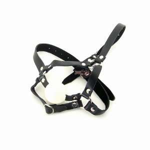    Leather Head Harness   Solid Ball Gag (White) 