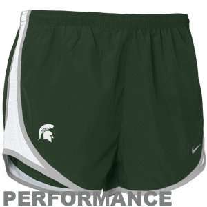   State Spartans Ladies Green NikeFIT Tempo Performance Training Shorts