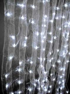 White Organza Wedding Curtain w/ LED Lights   36x 144  
