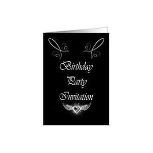  Birthday Party Invitation with love heart wings sparklse 